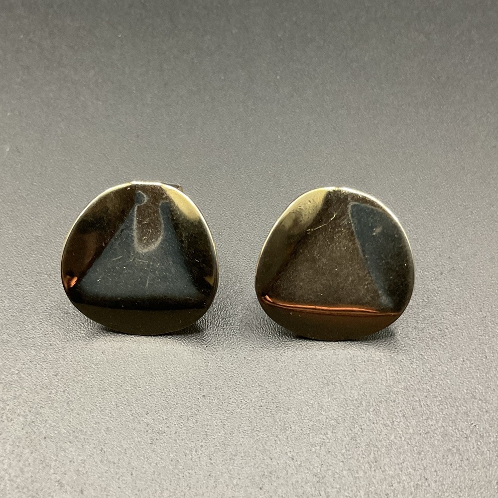 Vintage Round Gold Tone Clip On Earrings